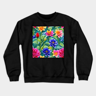 Delicate Flowers and Leaves Watercolor Painting Crewneck Sweatshirt